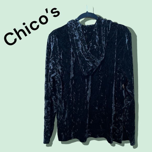 Chico’s Crushed Velvet Hooded Sweatshirt - Picture 2 of 5